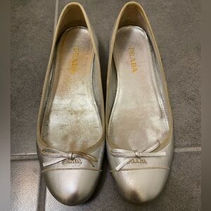 Vintage Silver Metallic Prada Ballet Flats